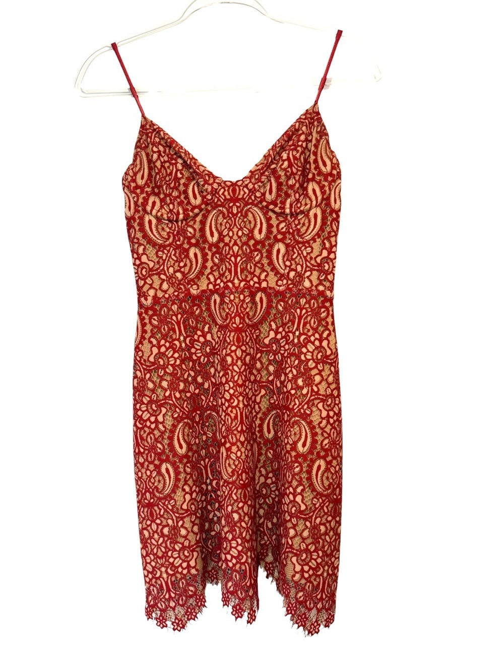 For Love & Lemons Vika Paisley Lace Mini Dress Rust Size Small - Picture 4 of 16